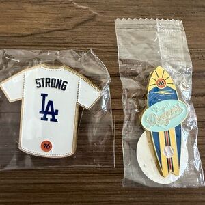 LA Dodgers Brooch Set - White and Multicolor